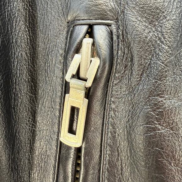 Virginia Slims Wear Leather Moto Jacket Women's M Black Heavy Duty Zippers VTG - Picture 11 of 15